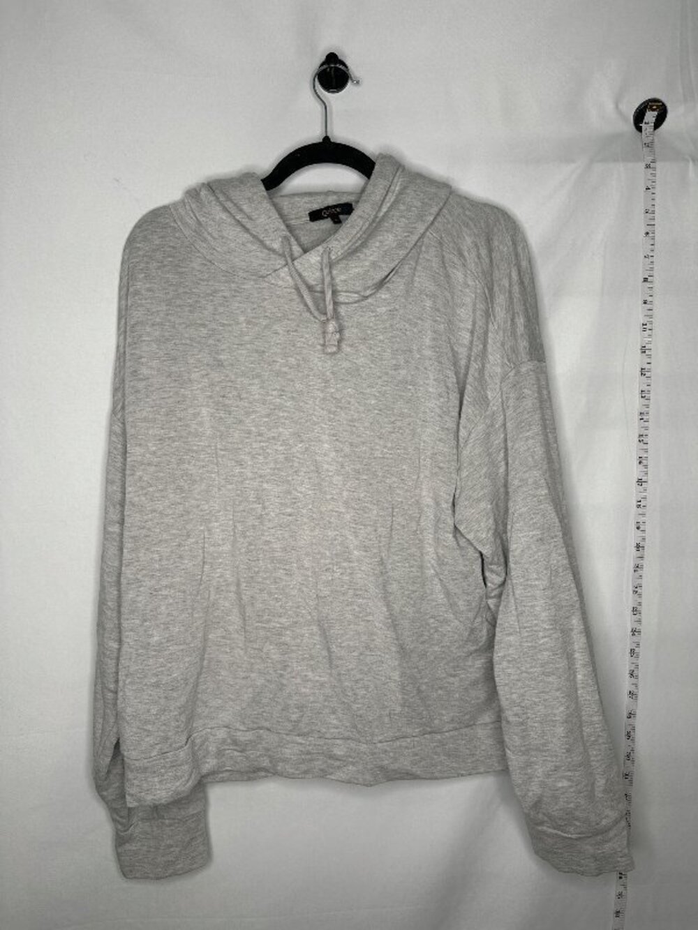 Quince Gray Crossover Drawstring Pullover Hoodie XL Athleisure Loungewear